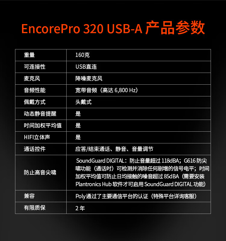 Poly EncorePro 300客服中心耳机